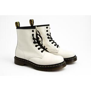 Dr. Martens SMOOTH LEATHER LACE UP BOOTS White Unisex Sz 8 Style 11821/1460